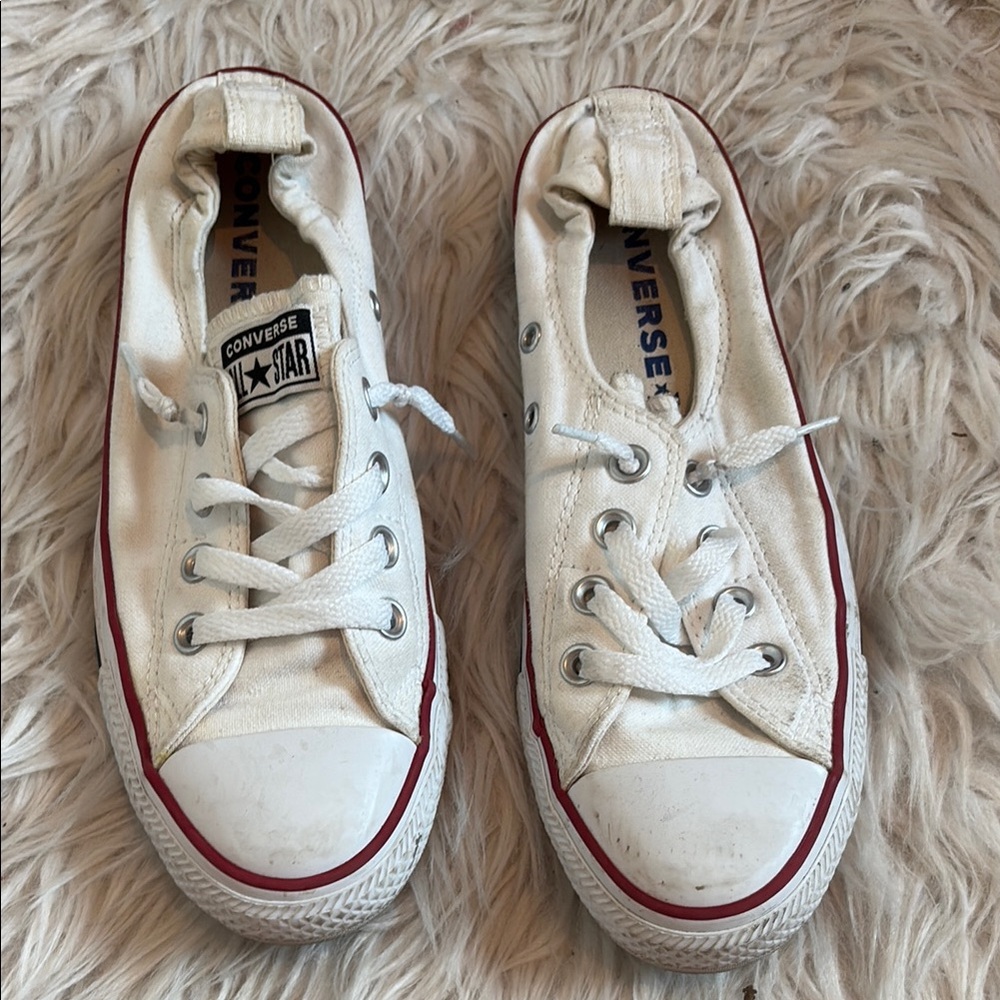 Converse Canvas Sneakers with Red Accents Low Rise All Star Chuck Taylors